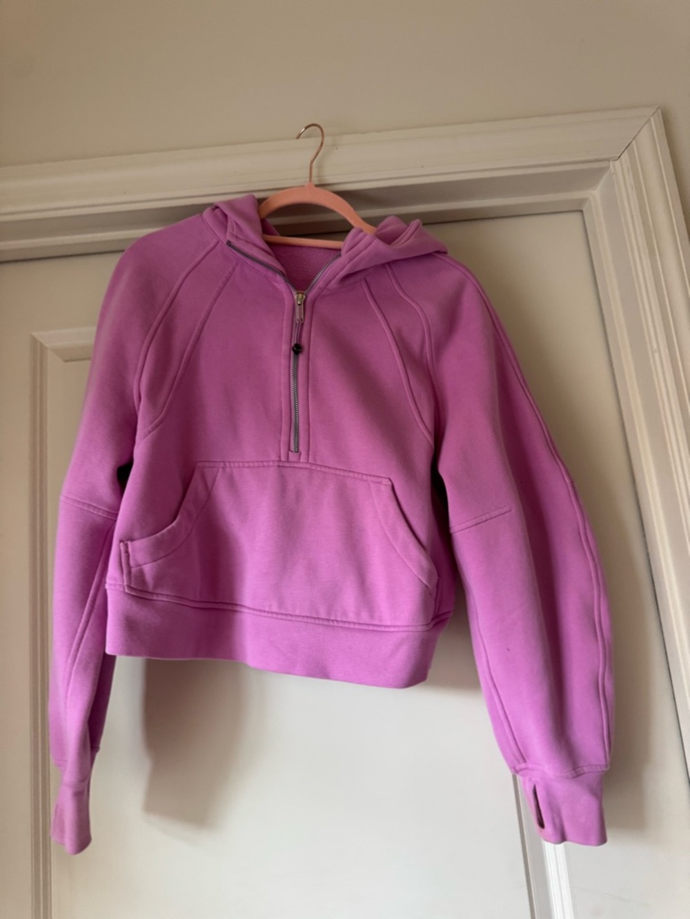 lululemon athletica Cropped Half-Zip Scuba hoodie in Delhia Mauve